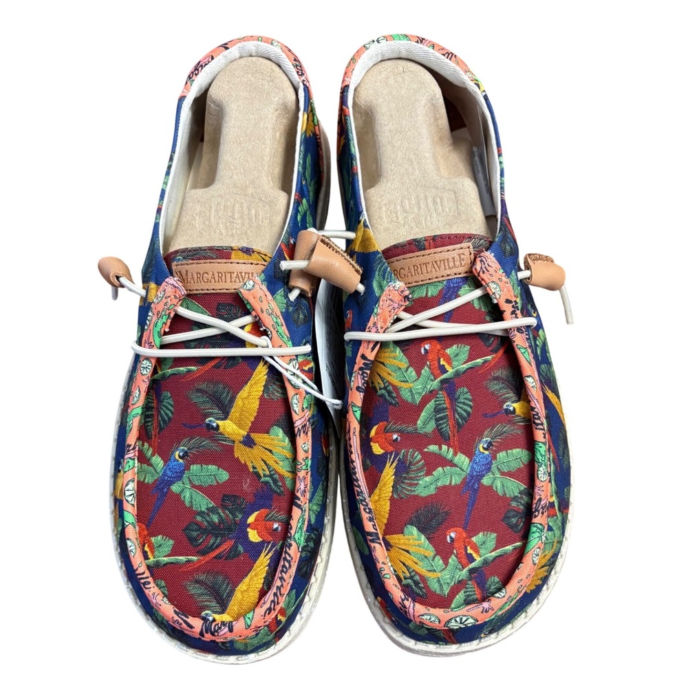 Hey Dude Wendy Margaritaville Tropical Parrot Print Shoes Womens 11 NEW
